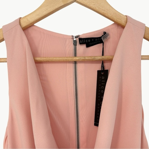 NWT Alice + Olivia Harmony Cowl Neck Racer Back Mini Dress | Sz 8 | Blush Pink - Picture 7 of 14